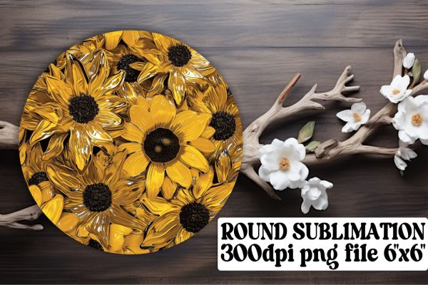 Chic Floral Pattern Keychain: Sublimation Coaster, Circle Decor Discount