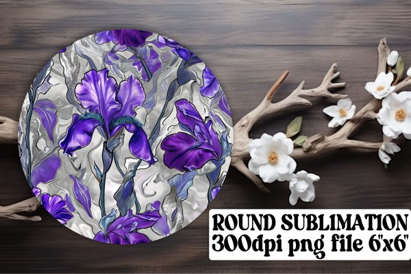 Chic Floral Pattern Keychain: Sublimation Coaster, Circle Decor Online Sale