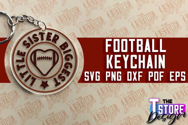Football SVG Design | Round Keychain Designs | Dad Keychain For Discount