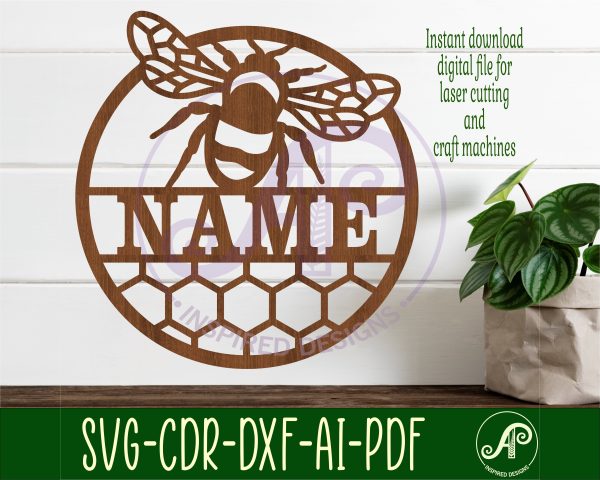 Bee Name sign svg laser cut template For Sale