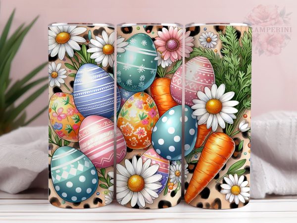 Easter eggs daisies carrots 20oz Tumbler Wrap PNG, Easter Egg Png, Straight & Tapered Tumbler Wrap, Happy Easter Tumbler Wrap, Instant Digital Download Fashion