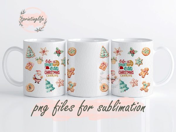 Christmas Cookies Mug Wrap Design, Instant Digital Design Download Mug Wrap Design, Mug Design PNG Discount
