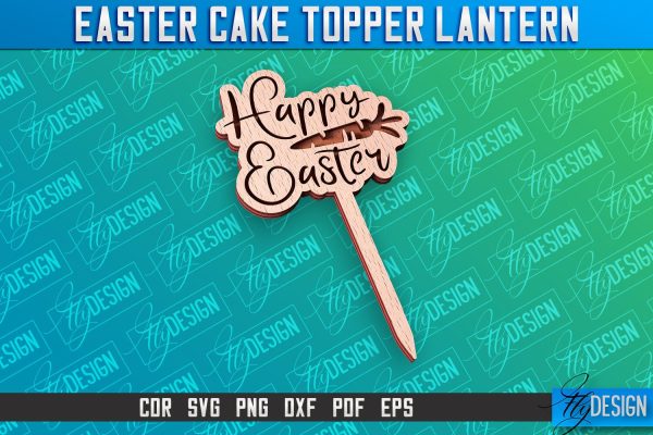 Easter Cake Topper Laser Cut | Happy Easter Design | CNC File Online now