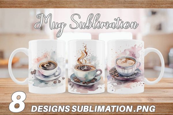 Mug Wrap Watercolor Coffee Cup Fashion