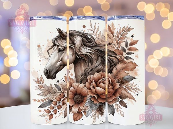 Floral Boho Horse 20oz Tumbler Wrap Sublimation Design, Straight Tapered Tumbler Wrap, Horse Lover Tumbler Png, Instant Digital Download Online Sale