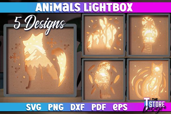 Animals Lightbox SVG Design | Paper Cut Design | SVG File For Discount
