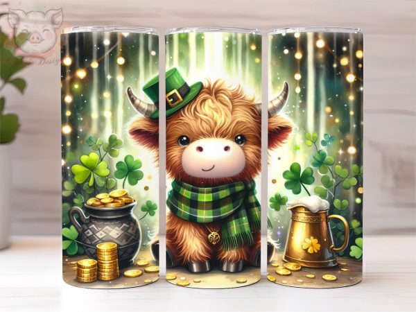 Highland Cow St. Patricks 20oz Tumbler Png, Sublimation Design, St Patricks Day Tumbler Png, Digital Download PNG Online Sale