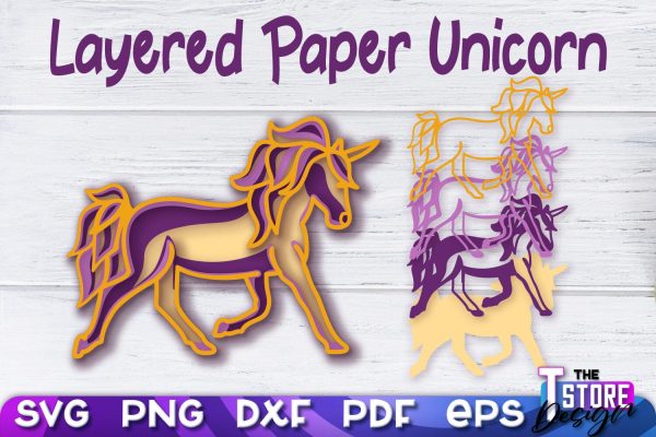Layered Paper Unicorn | Unicorn Paper Cut | SVG File Online Hot Sale