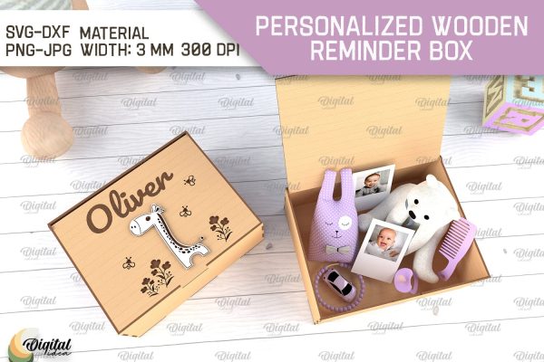 Memory Box For Baby Laser Cut. Personalized Reminder Box SVG Online Hot Sale