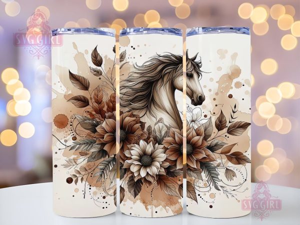 Floral Boho Horse 20oz Tumbler Wrap Sublimation Design, Straight Tapered Tumbler Wrap, Horse Lover Tumbler Png, Instant Digital Download Online now
