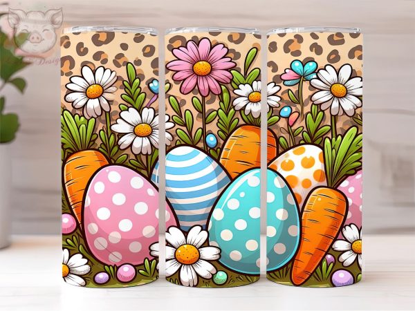Easter eggs daisies carrots 20oz Tumbler Png, Sublimation Design, Happy Easter Tumbler Png, Digital Download PNG Sale
