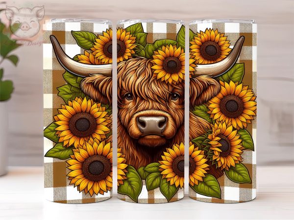 Baby Highland Cow Fall Sunflowers 20oz Tumbler Png, Sublimation Design, Highland Cow Tumbler Png, Digital Download PNG Discount