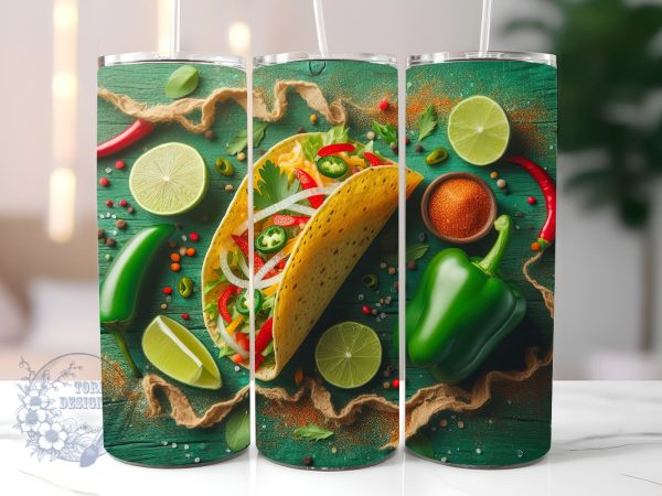 Mexican Taco Pepper Tumbler Png Sublimation Design,20oz Skinny Tumbler Templates,Cinco de Mayo Tumbler Png, Taco Tumbler Png Downloads Fashion