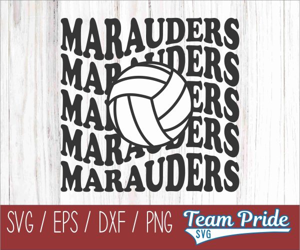 Marauders Volleyball Retro Wave SVG Digital Download Printable - SVG, EPS, DXF, PNG Supply