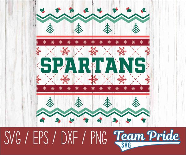 Spartans Ugly Christmas Sweater Festive Holiday Design SVG, EPS, DXF, PNG Fashion