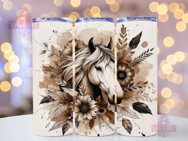 Floral Boho Horse 20oz Tumbler Wrap Sublimation Design, Straight Tapered Tumbler Wrap, Horse Lover Tumbler Png, Instant Digital Download Online