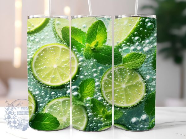 3D Mojito Cocktail Drink 20 oz Skinny Tumbler Sublimation Design, Cocktail Tumbler Png, Straight & Tapered Tumbler Wrap, Instant Digital Download Discount