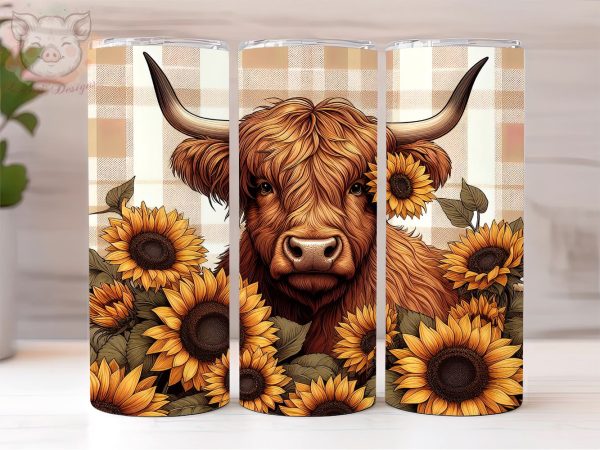 Baby Highland Cow Fall Sunflowers 20oz Tumbler Png, Sublimation Design, Highland Cow Tumbler Png, Digital Download PNG For Cheap