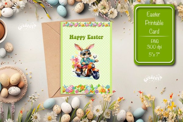 Printable Easter card Watercolor Easter Funny Bunny Kids Easter For Discount