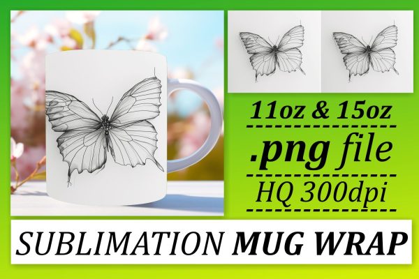 Spring Butterfly Mug Wrap: Vibrant Sublimation Designs on Sale
