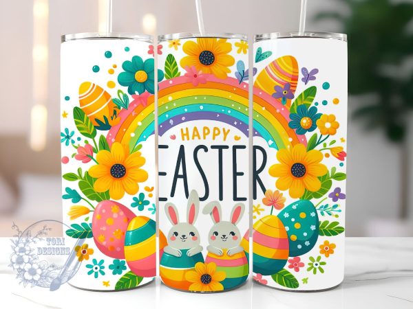 Happy Easter 20 oz Skinny Tumbler Sublimation Design, Egg, Floral Easter Bunny Tumbler Png, Straight & Tapered Tumbler Wrap, Instant Digital Download Online Sale