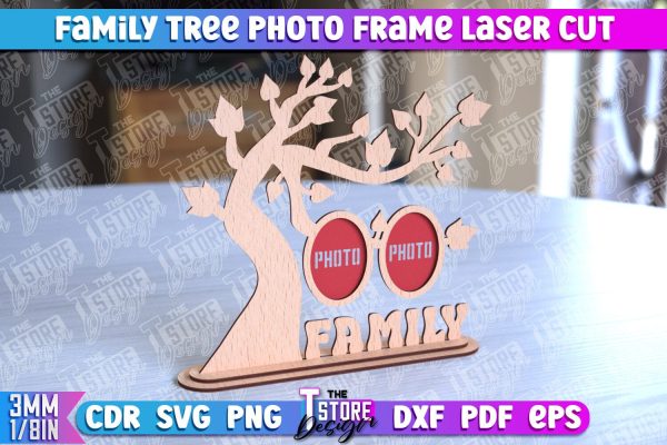 Family Tree Photo Frame Laser Cut | Laser Cut Design | CNC File Sale