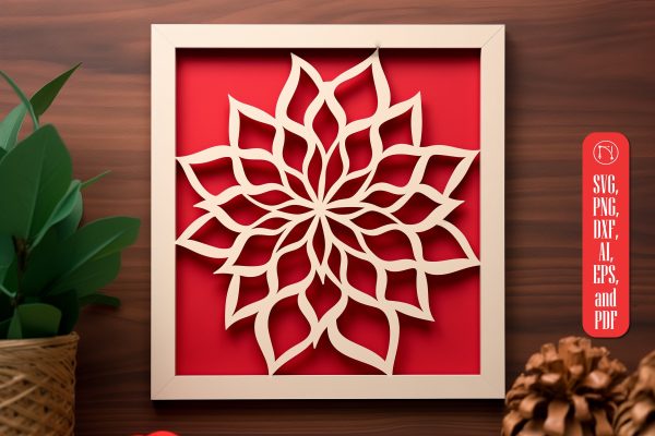 Laser Cut Flower in Frame Wall Decor SVG For Cheap