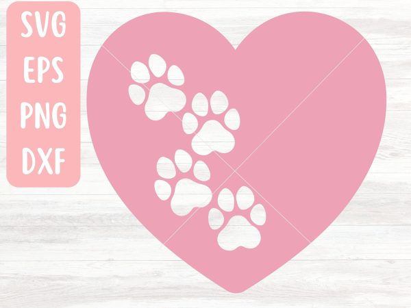 Paw Print Heart SVG File for Cricut or Silhouette Online