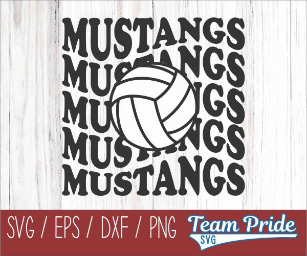 Mustangs Volleyball Retro Wave SVG Digital Download Printable - SVG, EPS, DXF, PNG For Discount