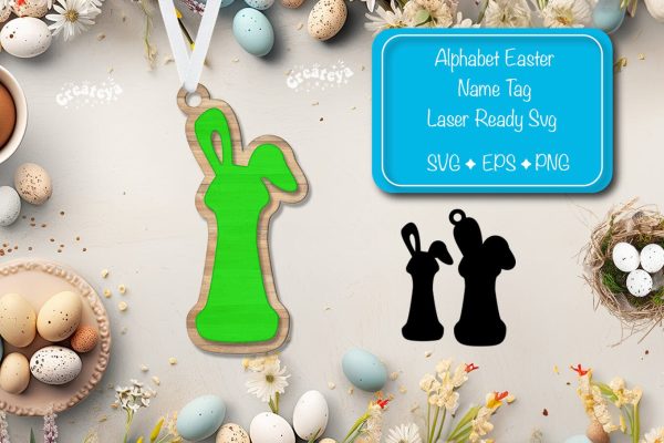 Easter basket tags Alphabet Letter I Easter tag Laser Cut. Easter Name tag Glowforge Sale
