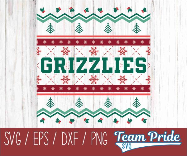 Grizzlies Ugly Christmas Sweater Festive Holiday Design SVG, EPS, DXF, PNG Cheap