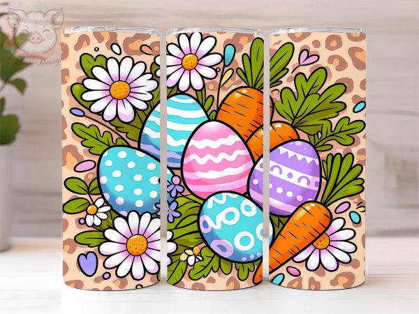 Easter eggs daisies carrots 20oz Tumbler Png, Sublimation Design, Happy Easter Tumbler Png, Digital Download PNG Online