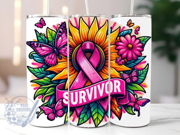 Pink Ribbon Awareness 20 oz Skinny Tumbler Sublimation Design, Breast Cancer Survivor Tumbler Png, Straight & Tapered Tumbler Wrap, Instant Digital Download Fashion