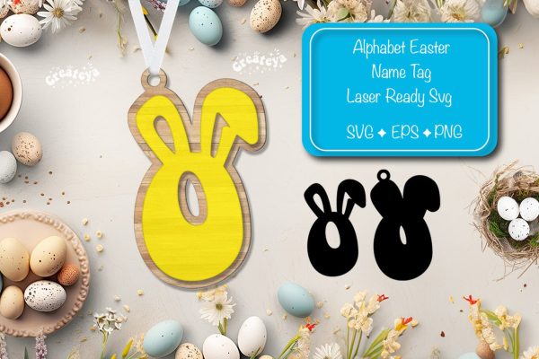 Easter basket tags Alphabet Letter O Easter tag Laser Cut. Easter Name tag Glowforge For Sale