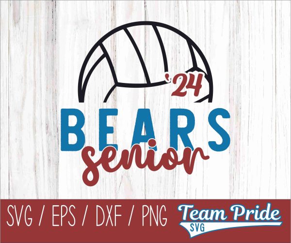 Bears Senior 2024 Volleyball SVG Digital Download Printable - SVG, EPS, DXF, PNG Supply