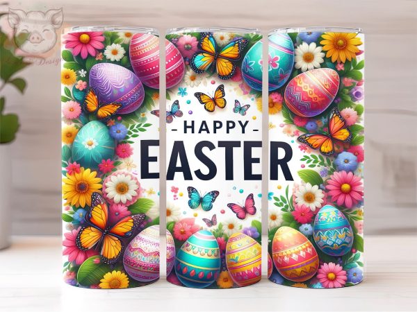Happy Easter 20oz Tumbler Png, Cute Easter Day Png, Sublimation Design, Watercolor Easter Egg Tumbler Png, Digital Download PNG Hot on Sale