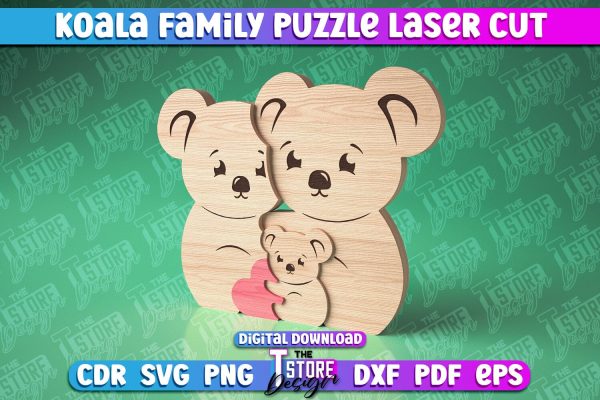 Koala Family Puzzle Laser Cut | Puzzle Laser Cut Design | CNC Files Online