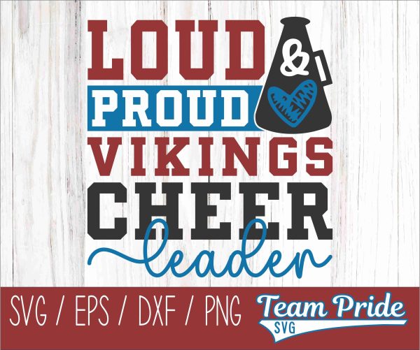 Loud and Proud Vikings Cheerleader SVG Megaphone Digital Download Printable - SVG, EPS, DXF, PNG For Sale
