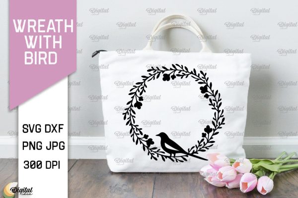 Wreaths With Bird SVG. Flower Wreath SVG Hot on Sale
