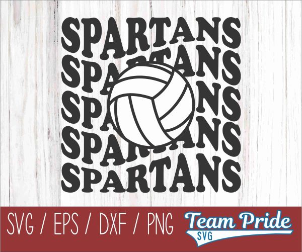 Spartans Volleyball Retro Wave SVG Digital Download Printable - SVG, EPS, DXF, PNG Online now