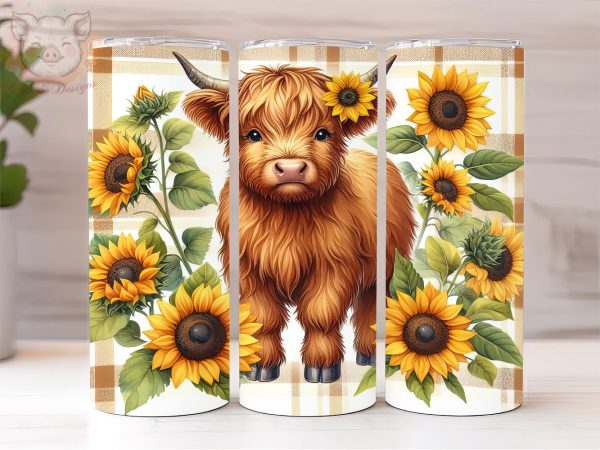 Baby Highland Cow Fall Sunflowers 20oz Tumbler Png, Sublimation Design, Highland Cow Tumbler Png, Digital Download PNG Online Hot Sale