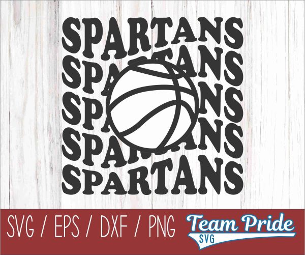 Spartans Vintage Wave Basketball SVG Digital Download Printable - SVG, EPS, DXF, PNG For Discount