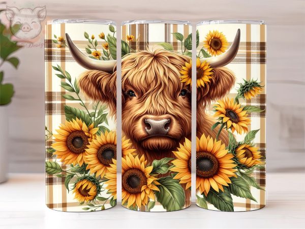 Baby Highland Cow Fall Sunflowers 20oz Tumbler Png, Sublimation Design, Highland Cow Tumbler Png, Digital Download PNG Online Hot Sale