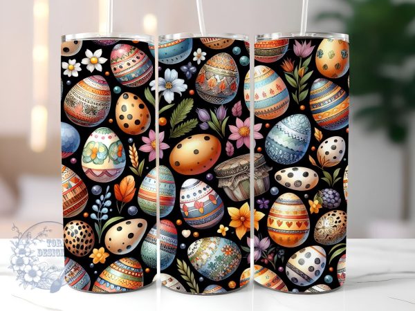 Easter Egg 20 oz Skinny Tumbler Sublimation Design, Happy Easter Tumbler Png, Straight & Tapered Tumbler Wrap, Instant Digital Download Hot on Sale