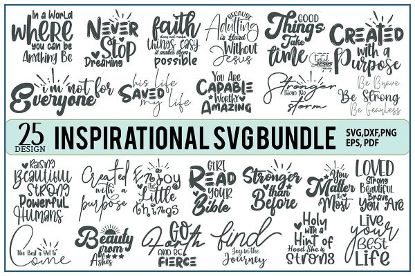 Motivational SVG Bundle, Inspirational SVG Bundle Online Sale