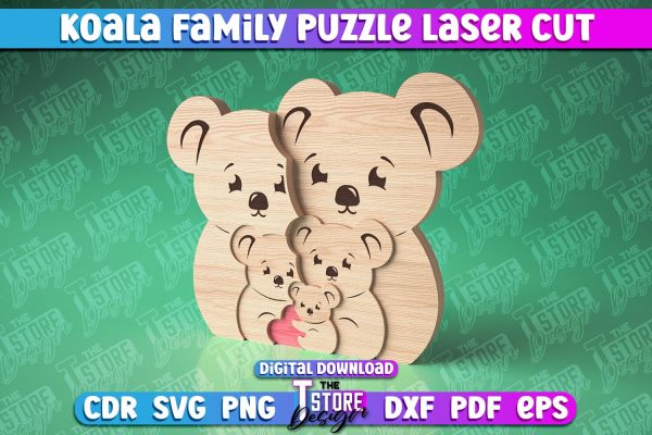 Koala Family Puzzle Laser Cut | Puzzle Laser Cut Design | CNC Files Cheap