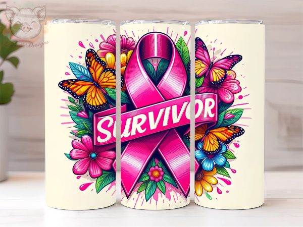 Breast Cancer Survivor  20oz Tumbler Png, Sublimation Design, Pink Ribbon Awareness Tumbler Png, Digital Download PNG Online Sale