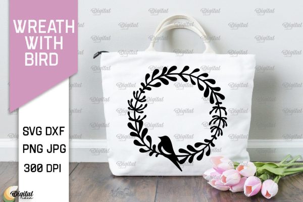 Wreaths With Bird SVG. Flower Wreath SVG Supply