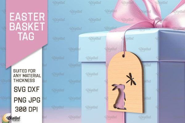 Easter Basket Tag SVG. Easter Laser Cut For Discount