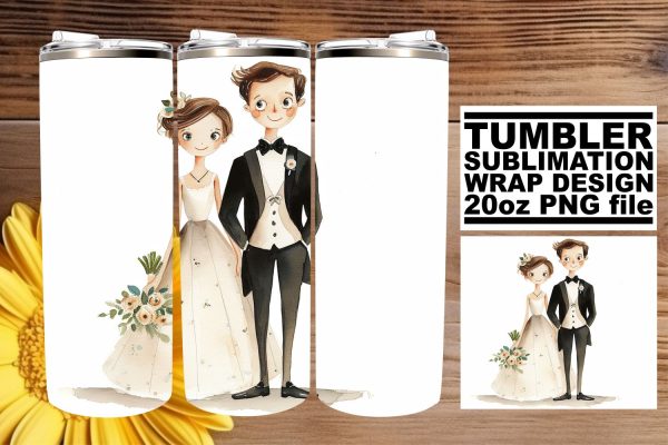 Whimsical Watercolor Wedding Tumbler Wrap: Cherished Bonds 20oz For Cheap